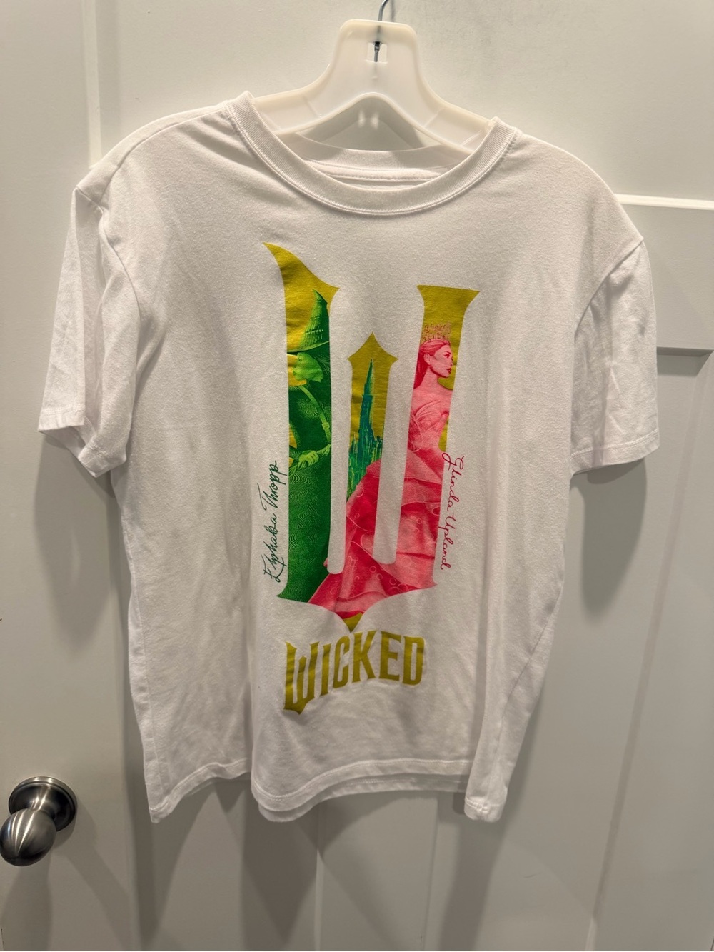 Wicked Graphic Tee Adult Small Elphaba Glinda Broadway Movie Shirt White
